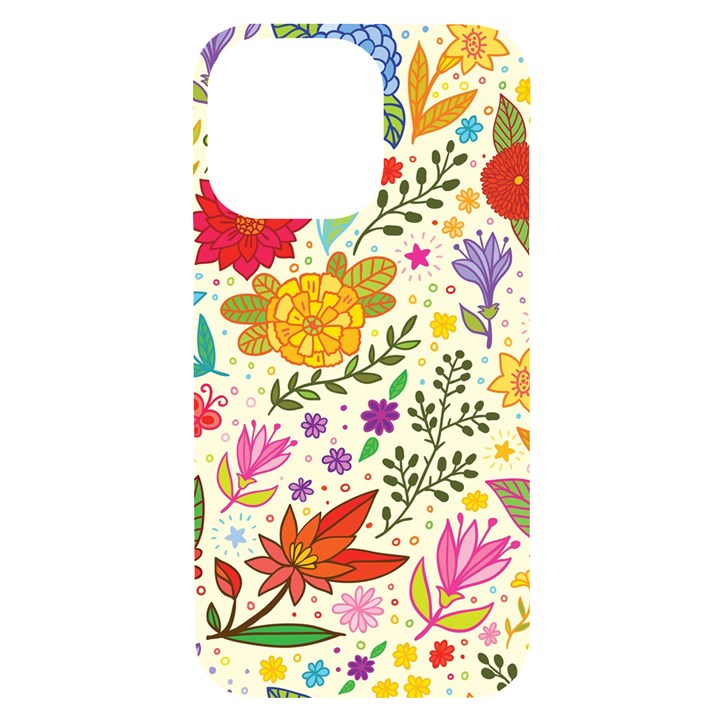 Colorful Flowers Pattern, Abstract Patterns, Floral Patterns iPhone 14 Pro Max Black UV Print Case