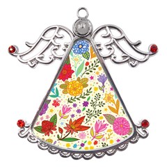 Colorful Flowers Pattern, Abstract Patterns, Floral Patterns Metal Angel With Crystal Ornament by nateshop