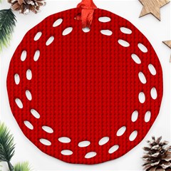 Ed Lego Texture Macro, Red Dots Background, Lego, Red Round Filigree Ornament (two Sides) by nateshop