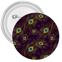 Feathers, Peacock, Patterns, Colorful 3  Buttons