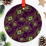 Feathers, Peacock, Patterns, Colorful Round Ornament (Two Sides) Front