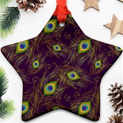 Feathers, Peacock, Patterns, Colorful Star Ornament (two Sides) by nateshop