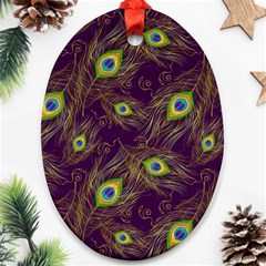 Feathers, Peacock, Patterns, Colorful Oval Ornament (two Sides) by nateshop