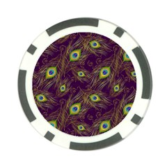 Feathers, Peacock, Patterns, Colorful Poker Chip Card Guard by nateshop