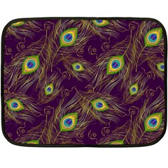 Feathers, Peacock, Patterns, Colorful Two Sides Fleece Blanket (mini) by nateshop