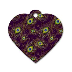 Feathers, Peacock, Patterns, Colorful Dog Tag Heart (two Sides) by nateshop