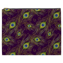 Feathers, Peacock, Patterns, Colorful Cosmetic Bag (xxxl) by nateshop