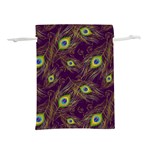 Feathers, Peacock, Patterns, Colorful Lightweight Drawstring Pouch (L) Front