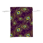 Feathers, Peacock, Patterns, Colorful Lightweight Drawstring Pouch (L) Back