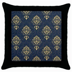 Floral Damask Pattern Texture, Damask Retro Background Throw Pillow Case (black) by nateshop