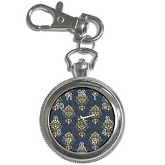 Floral Damask Pattern Texture, Damask Retro Background Key Chain Watches by nateshop