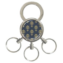 Floral Damask Pattern Texture, Damask Retro Background 3-ring Key Chain by nateshop