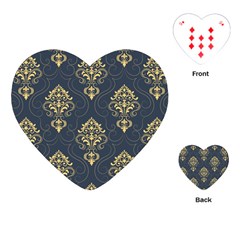 Floral Damask Pattern Texture, Damask Retro Background Playing Cards Single Design (heart) by nateshop