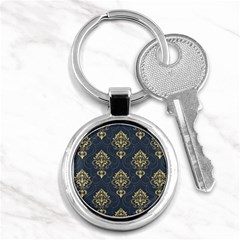 Floral Damask Pattern Texture, Damask Retro Background Key Chain (round) by nateshop