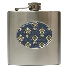 Floral Damask Pattern Texture, Damask Retro Background Hip Flask (6 Oz) by nateshop