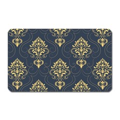 Floral Damask Pattern Texture, Damask Retro Background Magnet (rectangular) by nateshop