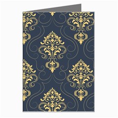 Floral Damask Pattern Texture, Damask Retro Background Greeting Card by nateshop