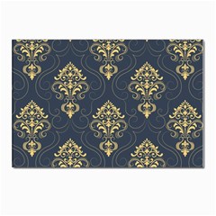 Floral Damask Pattern Texture, Damask Retro Background Postcards 5  X 7  (pkg Of 10) by nateshop