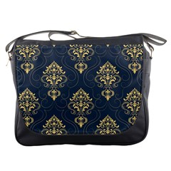 Floral Damask Pattern Texture, Damask Retro Background Messenger Bag by nateshop