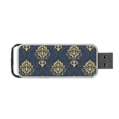 Floral Damask Pattern Texture, Damask Retro Background Portable Usb Flash (two Sides) by nateshop