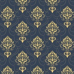 Floral Damask Pattern Texture, Damask Retro Background Play Mat (rectangle) by nateshop