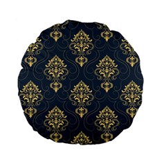 Floral Damask Pattern Texture, Damask Retro Background Standard 15  Premium Flano Round Cushions by nateshop