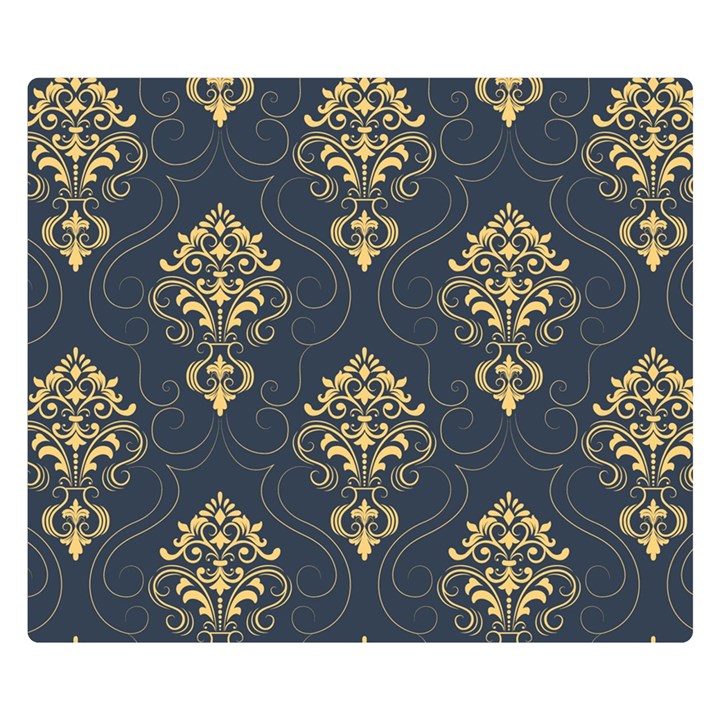 Floral Damask Pattern Texture, Damask Retro Background Two Sides Premium Plush Fleece Blanket (Small)