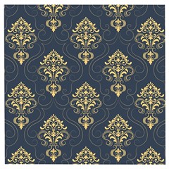 Floral Damask Pattern Texture, Damask Retro Background Wooden Puzzle Square by nateshop