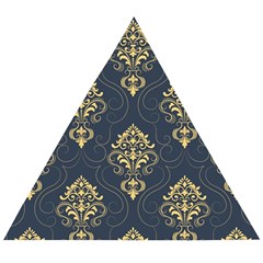 Floral Damask Pattern Texture, Damask Retro Background Wooden Puzzle Triangle by nateshop