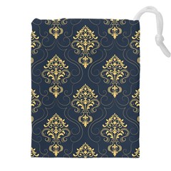 Floral Damask Pattern Texture, Damask Retro Background Drawstring Pouch (4xl) by nateshop