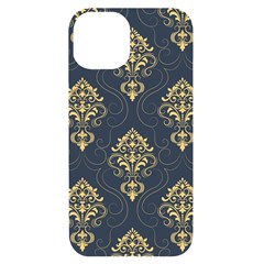 Floral Damask Pattern Texture, Damask Retro Background Iphone 14 Black Uv Print Case by nateshop