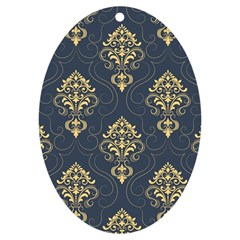 Floral Damask Pattern Texture, Damask Retro Background Uv Print Acrylic Ornament Oval by nateshop