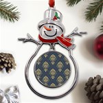 Floral Damask Pattern Texture, Damask Retro Background Metal Snowman Ornament Front