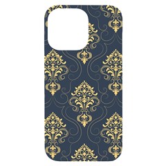 Floral Damask Pattern Texture, Damask Retro Background Iphone 14 Pro Max Black Uv Print Case by nateshop