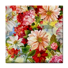 Painted Flowers Texture, Floral Background Tile Coaster by nateshop