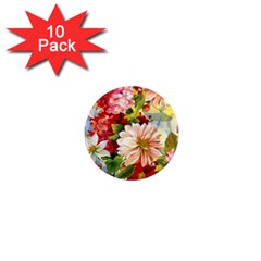 Painted Flowers Texture, Floral Background 1  Mini Magnet (10 Pack)  by nateshop