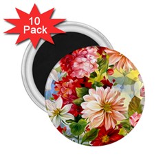 Painted Flowers Texture, Floral Background 2 25  Magnets (10 Pack)  by nateshop