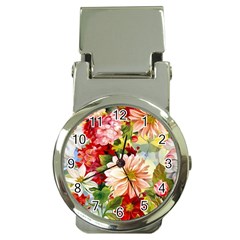 Painted Flowers Texture, Floral Background Money Clip Watches by nateshop