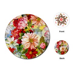 Painted Flowers Texture, Floral Background Playing Cards Single Design (round)