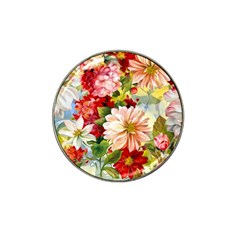 Painted Flowers Texture, Floral Background Hat Clip Ball Marker (4 Pack)