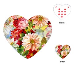 Painted Flowers Texture, Floral Background Playing Cards Single Design (heart) by nateshop