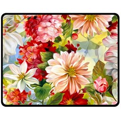 Painted Flowers Texture, Floral Background Fleece Blanket (medium) by nateshop