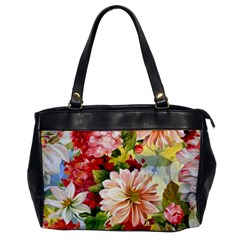 Painted Flowers Texture, Floral Background Oversize Office Handbag by nateshop