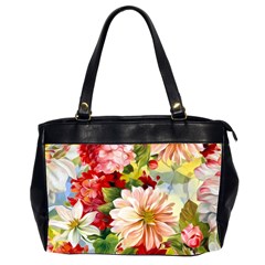 Painted Flowers Texture, Floral Background Oversize Office Handbag (2 Sides) by nateshop