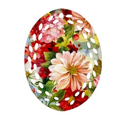 Painted Flowers Texture, Floral Background Ornament (oval Filigree) by nateshop