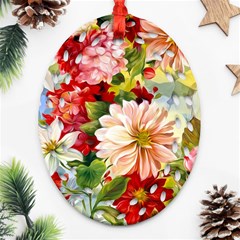 Painted Flowers Texture, Floral Background Oval Filigree Ornament (two Sides)