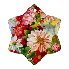 Painted Flowers Texture, Floral Background Ornament (snowflake) by nateshop