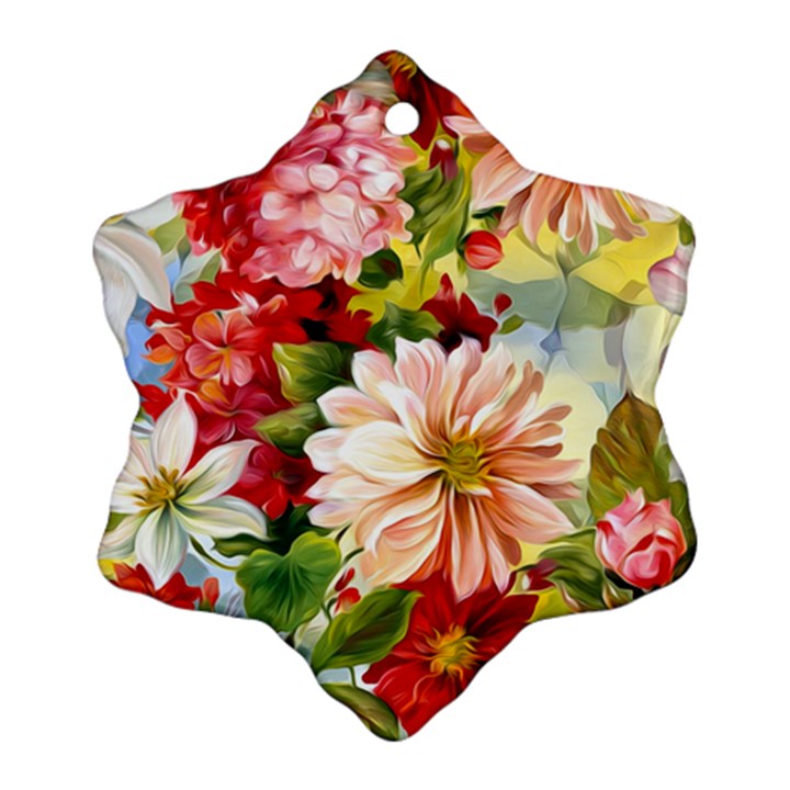 Painted Flowers Texture, Floral Background Ornament (Snowflake)