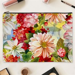 Painted Flowers Texture, Floral Background Cosmetic Bag (xxxl) by nateshop