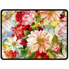 Painted Flowers Texture, Floral Background Two Sides Fleece Blanket (large) by nateshop